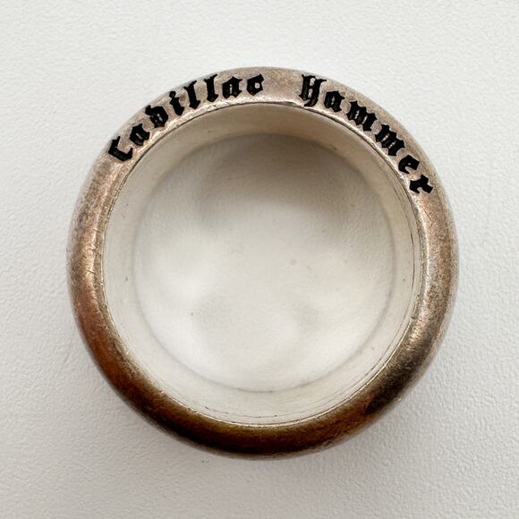 Cadillac Hammer Sterling Silver Ring 90s Grunge Biker Cross Spinner Size 11.75 - Picture 7 of 13